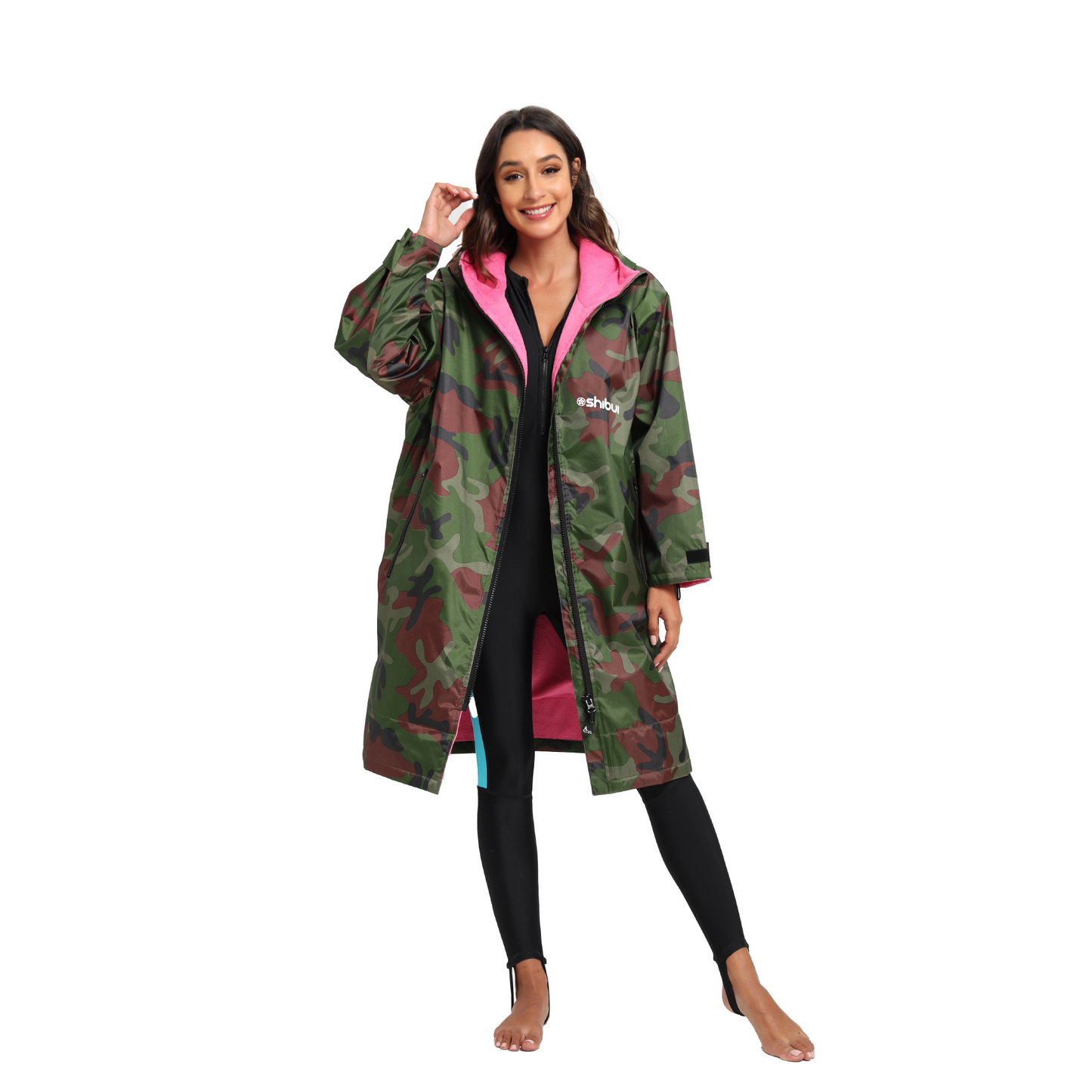 Shibui Waterproof Dry Changing Robe Camo/Pink