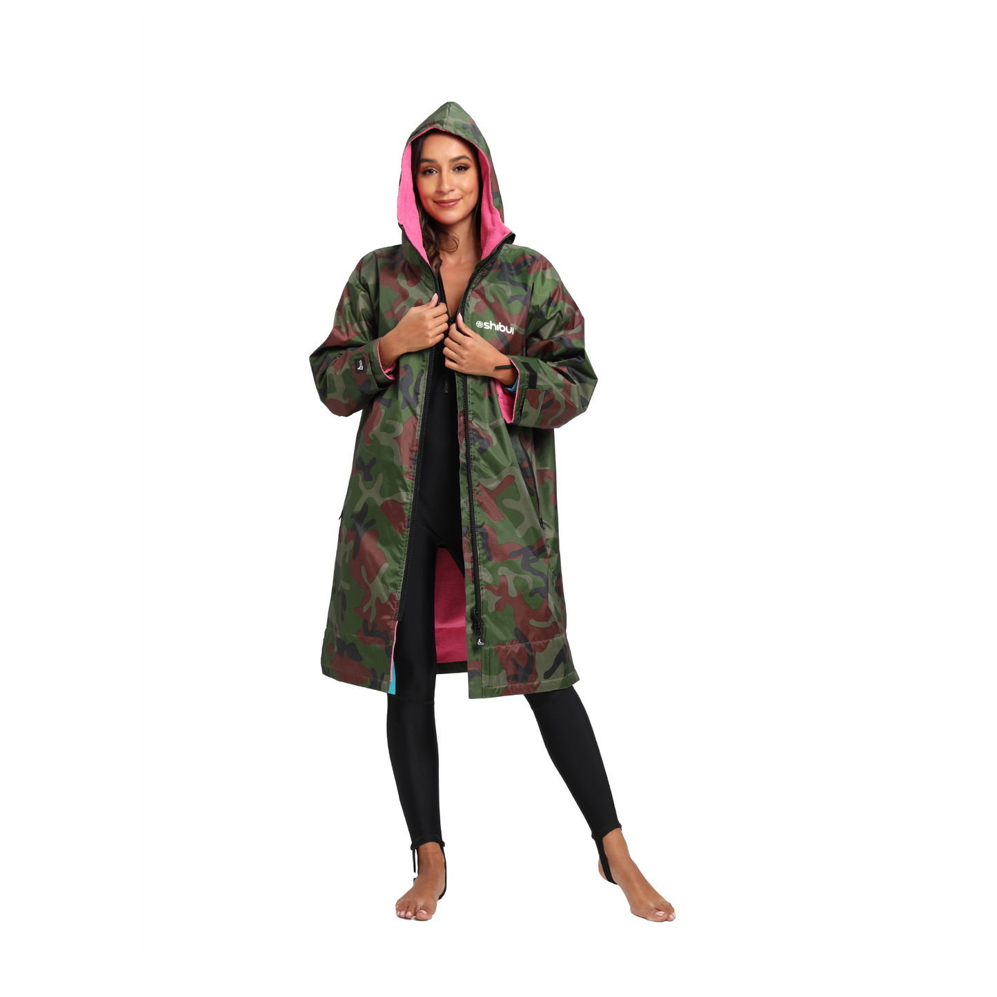 Shibui Waterproof Dry Changing Robe Camo/Pink