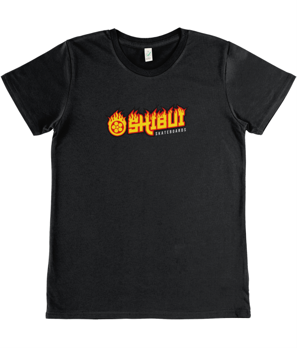 Shibui Womens Flaming Skate logo T-Shirt