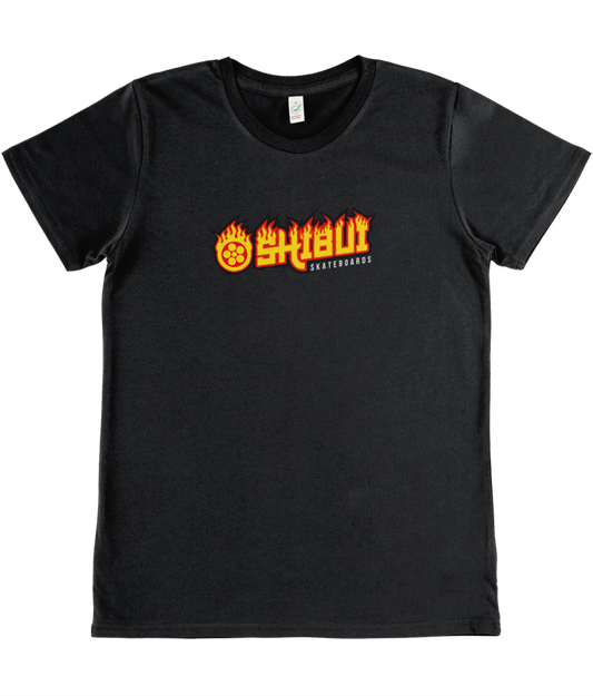 Shibui Womens Flaming Skate logo T-Shirt